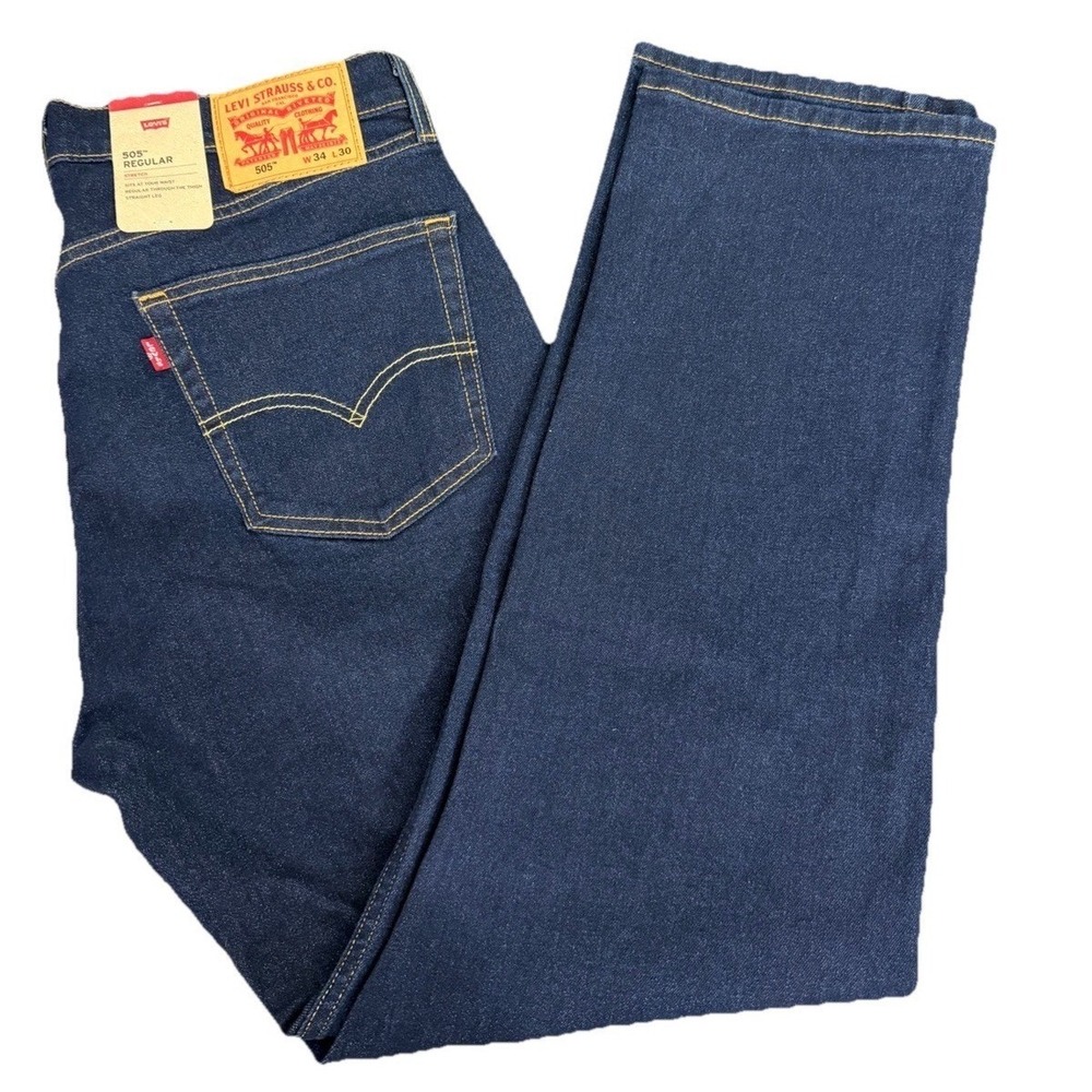 Levi's‎ Men's 505 Regular Fit Zip Fly Straight Leg Denim Jeans 34X30 Medium Blue